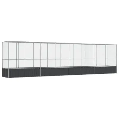 vidaXL Voliera s podaljškom srebrna 834,5x107x212 cm jeklo