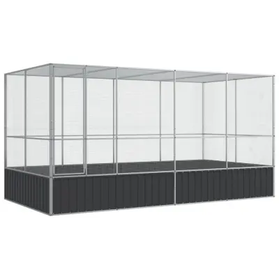vidaXL Voliera s podaljškom srebrna 418x207x212 cm jeklo