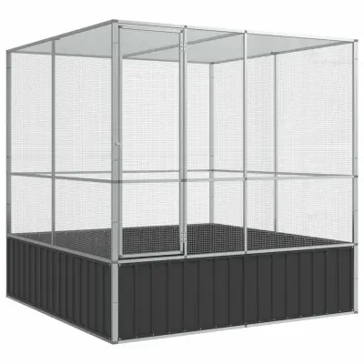 vidaXL Voliera srebrna 211x207x212 cm jeklo