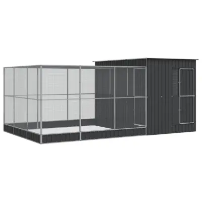 vidaXL Voliera s podaljškom srebrna 497x303x216 cm jeklo