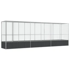 vidaXL Voliera s podaljškom srebrna 626,5x107x212 cm jeklo