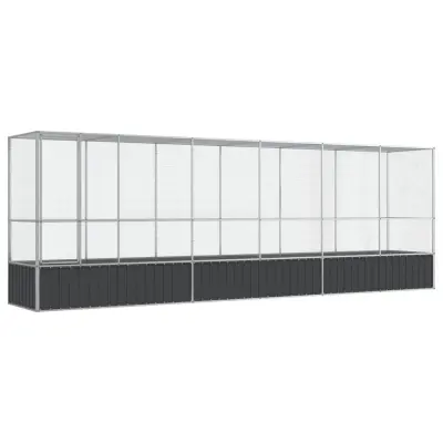 vidaXL Voliera s podaljškom srebrna 626,5x107x212 cm jeklo