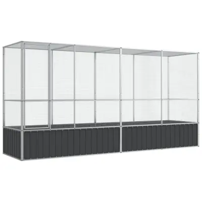 vidaXL Voliera s podaljškom srebrna 418,5x107x212 cm jeklo