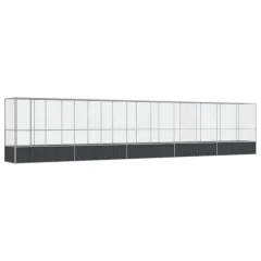 vidaXL Voliera s podaljškom srebrna 1042,5x107x212 cm jeklo