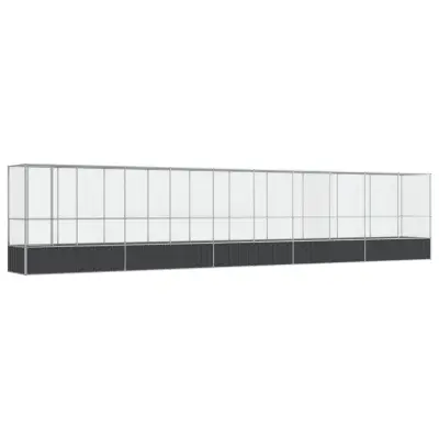vidaXL Voliera s podaljškom srebrna 1042,5x107x212 cm jeklo