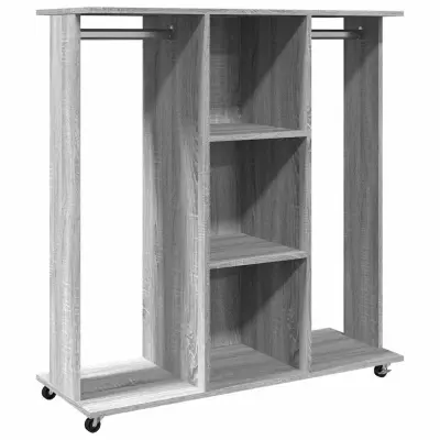vidaXL Garderobna omara siva sonoma s koleščki 102x38x110 cm inž. les