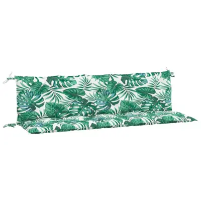 vidaXL Blazina za vrtno klop 2 kosa vzorec listov 180x50x7 cm tkanina
