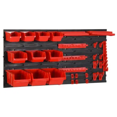 vidaXL Komplet za delavnico 35-delni rdeč in črn 77x39 cm PP