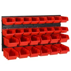 vidaXL Komplet za delavnico 30-delni rdeč in črn 77x39 cm polipropilen
