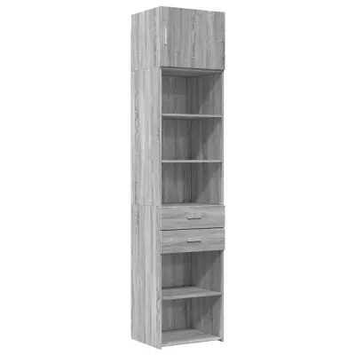 vidaXL Ozka omara za shranjevanje siva sonoma 50x42,5x225 cm inž. les
