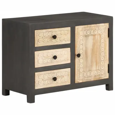vidaXL Komoda siva in bela 75x35x55 cm trden mangov les