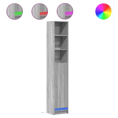 vidaXL Komoda z LED siva sonoma 36x32,5x200 cm inženirski les