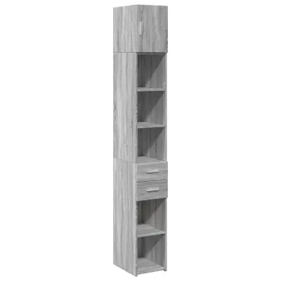 vidaXL Ozka omara za shranjevanje siva sonoma 30x42,5x225 cm inž. les
