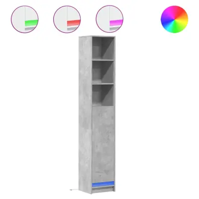 vidaXL Komoda z LED betonsko siva 36x32,5x200 cm inženirski les