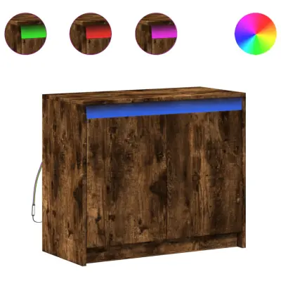 vidaXL Komoda z LED dimljeni hrast 72x34x61 cm inženirski les