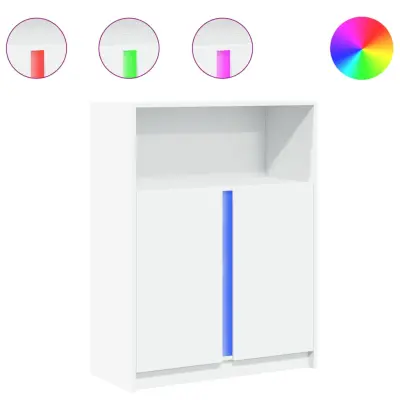 vidaXL Komoda z LED bela 77x34x100 cm inženirski les