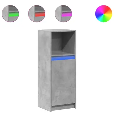vidaXL Komoda z LED betonsko siva 38x34x100 cm inženirski les