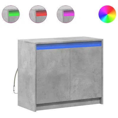 vidaXL Komoda z LED betonsko siva 72x34x61 cm inženirski les