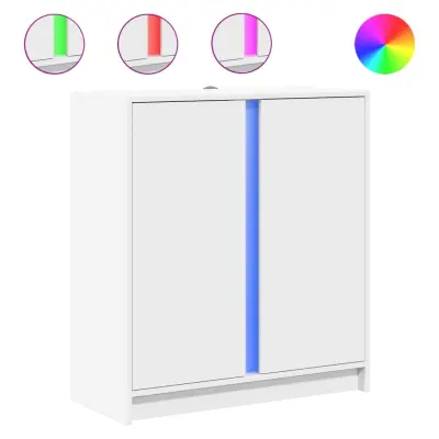 vidaXL Komoda z LED bela 77x34x85 cm inženirski les