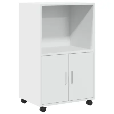 vidaXL Omarica na kolesih bela 55x40x91 cm inženirski les