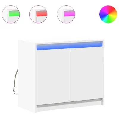 vidaXL Komoda z LED bela 72x34x61 cm inženirski les