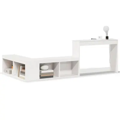 vidaXL Nočna omarica z mizo bela 232x112x75 cm trdna borovina