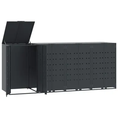 vidaXL Lopa za smetnjak za 4 smetnjake antracitna 276x79x117 cm jeklo