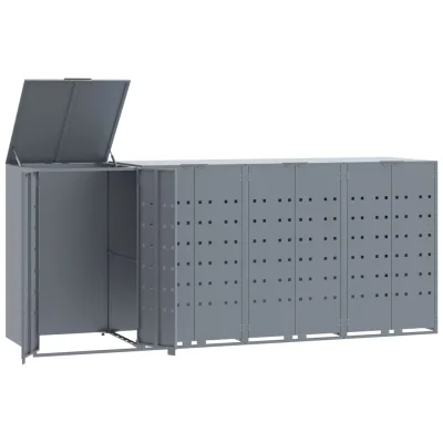 vidaXL Lopa za smetnjak za 4 smetnjake siva 276x79x117 cm jeklo