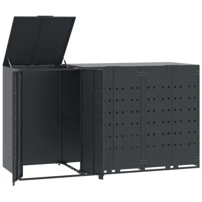 vidaXL Lopa za smetnjak za 3 smetnjake antracitna 207x79x117 cm jeklo