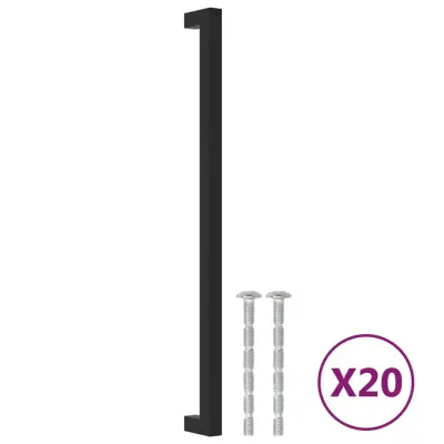 vidaXL Ročaji za omarico 20 kosov črni 320 mm nerjaveče jeklo