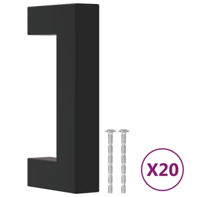 vidaXL Ročaji za omarico 20 kosov črni 64 mm nerjaveče jeklo