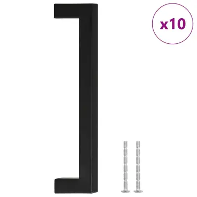 vidaXL Ročaji za omarico 10 kosov črni 160 mm nerjaveče jeklo