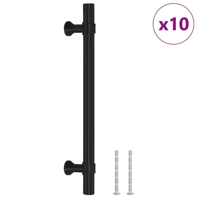 vidaXL Ročaji za omarico 10 kosov črni 128 mm nerjaveče jeklo