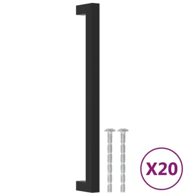 vidaXL Ročaji za omarico 20 kosov črni 224 mm nerjaveče jeklo