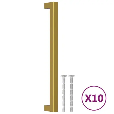 vidaXL Ročaji za omarico 10 kosov zlati 224 mm nerjaveče jeklo