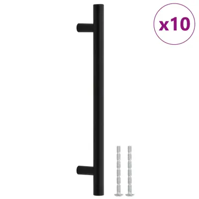 vidaXL Ročaji za omarico 10 kosov črni 160 mm nerjaveče jeklo