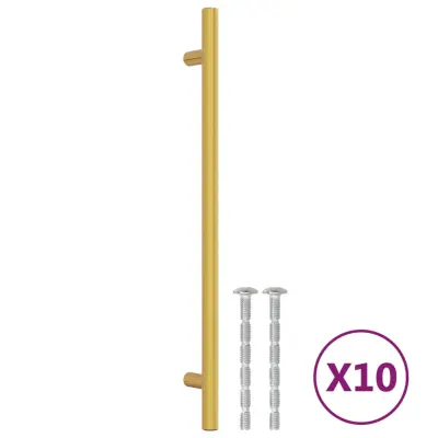 vidaXL Ročaji za omarico 10 kosov zlati 224 mm nerjaveče jeklo