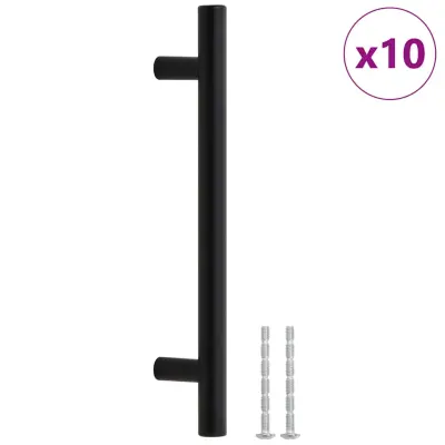 vidaXL Ročaji za omarico 10 kosov črni 128 mm nerjaveče jeklo