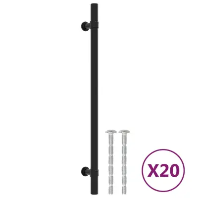 vidaXL Ročaji za omarico 20 kosov črni 224 mm nerjaveče jeklo