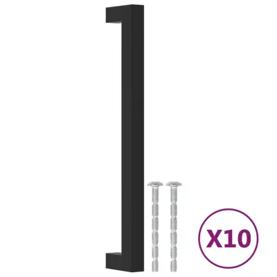 vidaXL Ročaji za omarico 10 kosov črni 192 mm nerjaveče jeklo
