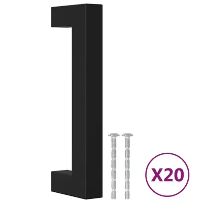 vidaXL Ročaji za omarico 20 kosov črni 96 mm nerjaveče jeklo