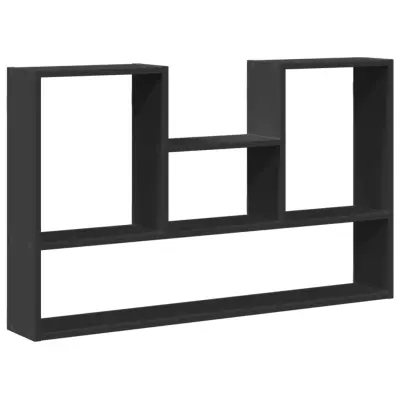 vidaXL Stenska polica črna 99x15x60 cm iverna plošča
