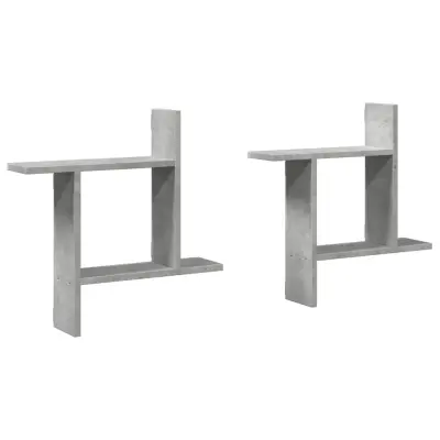 vidaXL Stenska polica 2 kosa betonsko siva 50x12x50 cm inženirski les