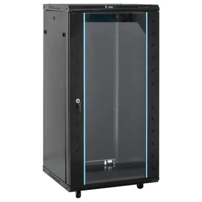 vidaXL Omrežna omarica 22U 19" IP20 črna 60x60x120 cm