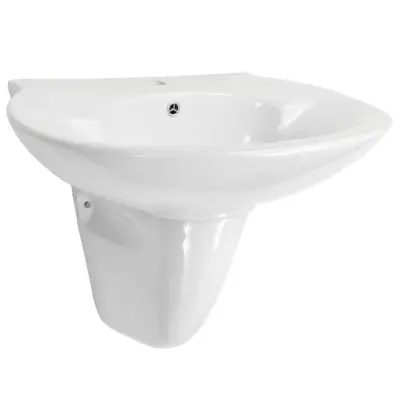vidaXL Stenski umivalnik keramika bel 690x520x210 mm