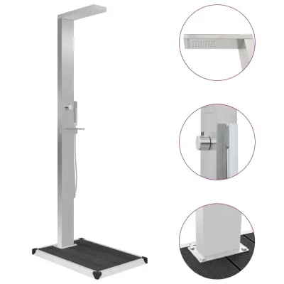 vidaXL Zunanji tuš s podstavkom WPC nerjaveče jeklo