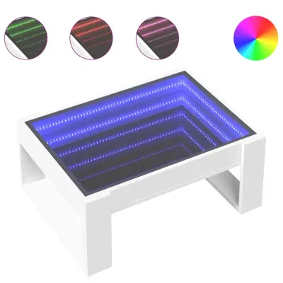vidaXL Klubska mizica z neskončnimi LED bela 70x53x30 cm