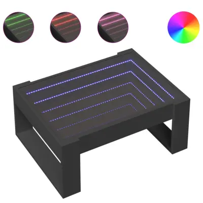 vidaXL Klubska mizica z neskončnimi LED črna 70x53x30 cm