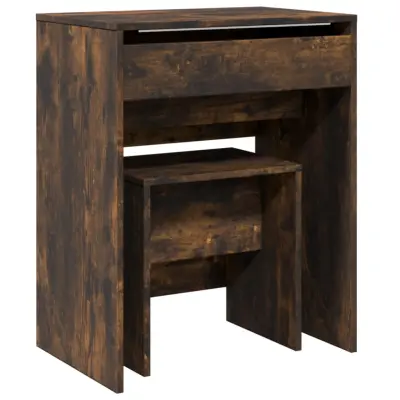 vidaXL Toaletna mizica in stolček dimljen hrast 60x40x113,5 cm