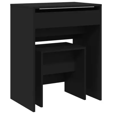 vidaXL Toaletna mizica in stolček črna 60x40x113,5 cm